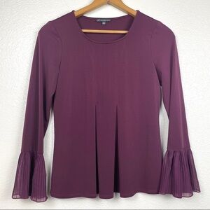 Adrianna Papell Maroon Bell Sleeve Blouse